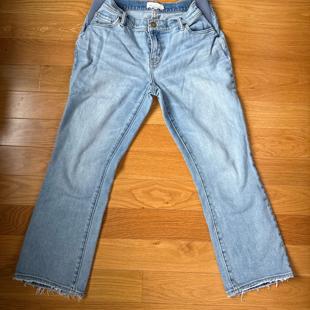 Hatch Pale Blue Straight-Leg Jeans with Raw Hem